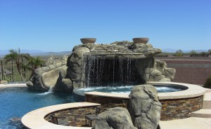 swimming pool water fall spa bar